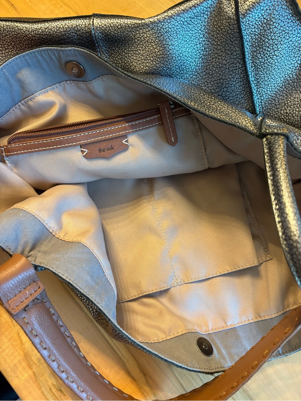 The Sak Los Feliz Large Tote Bag, Metallic Silver - Picture 6 of 16